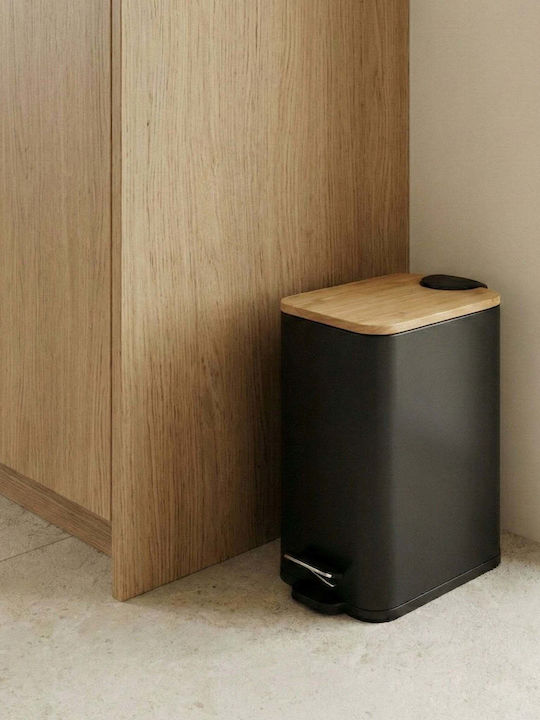 Songmics Metallic Laundry Basket 5lt with Cap Black