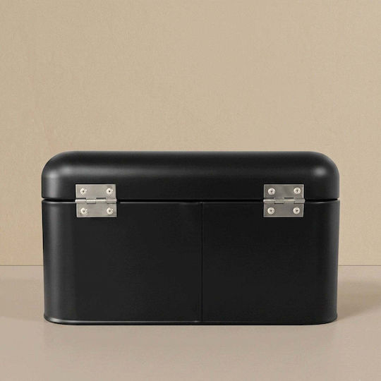 Lumarko Brotkasten mit Deckel Metallisch Schwarze 20x31x16,5cm