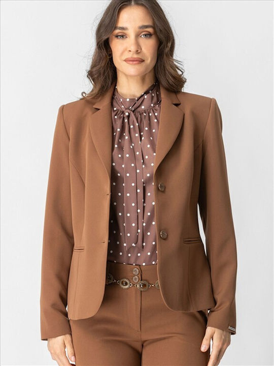 Chrisper Damen Krepp Blazer Schokolade