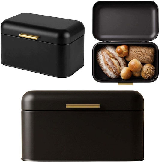 Lumarko Brotkasten mit Deckel Metallisch Schwarze 20x31x16,5cm