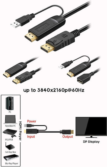 Premiumcord Av Adapter Premiumcord Hdmi 2.0 To Displayport 1.2 Resolution 4k@60hz 25cm