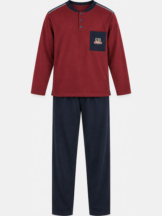 Lion Winter Men's Cotton Pyjamas Burgundy
