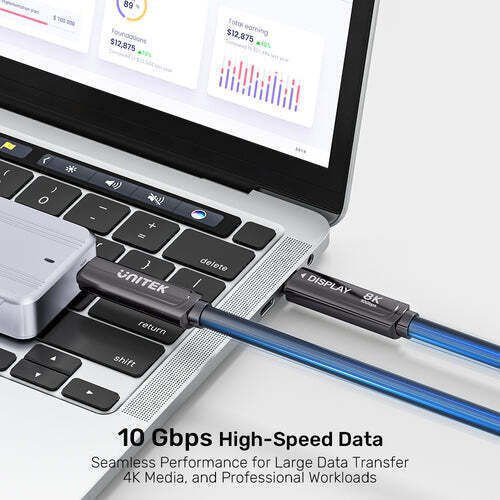 Unitek Cablu Video USB-C Masculin - USB-C 60W PD Negru 5m