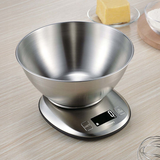 Webber Digitale Küchenwaage mit Eimer bis 5kg Inox