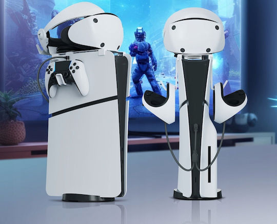 Jys Стойка за Зареждане PS5 / PS5 Slim / VR / PS4 / Xbox Series X/S Бяла SB8849