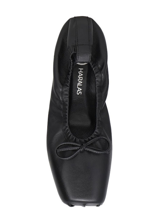 Leder Damen Ballerinas Schwarze