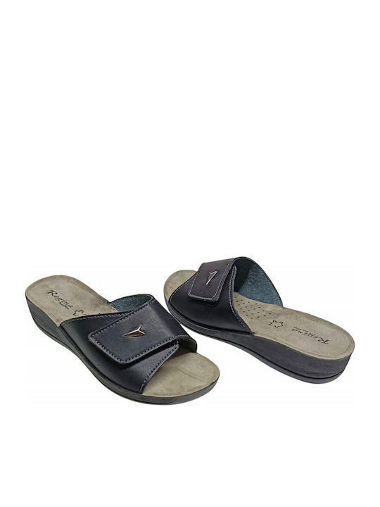 Leather Women's Flat Sandals Black