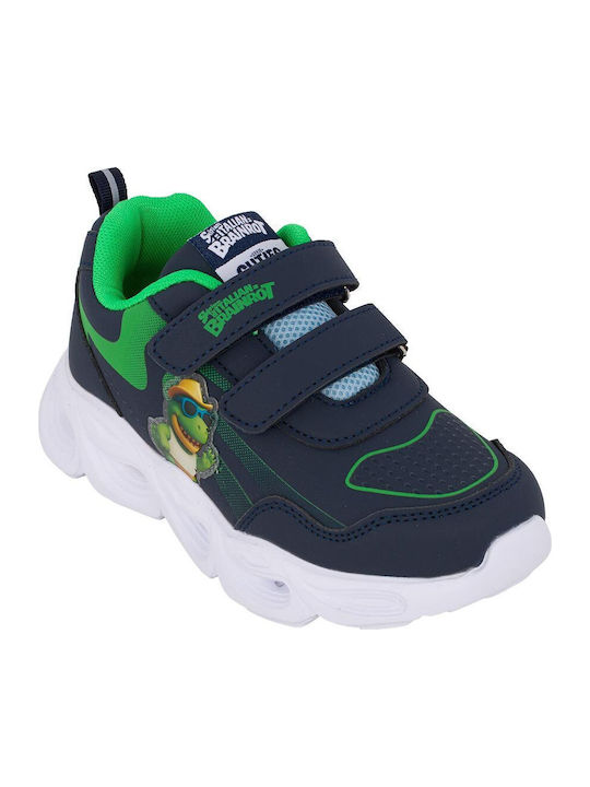 Italian Brainrot Kids Sneakers Anatomic with Hoop & Loop Closure & Lights Blue