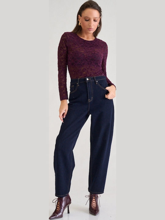 Velvet Damen-Bodysuit mit Spitze Burgundisch