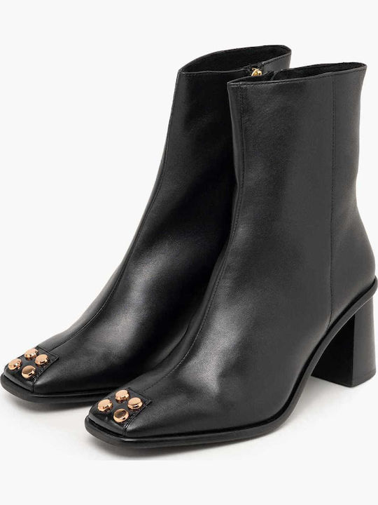 Leder Stiefeletten Damen Schwarz