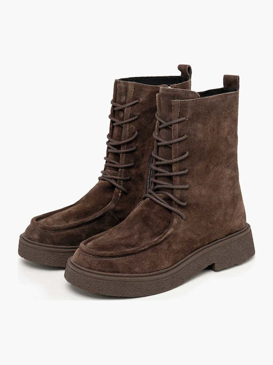 Leather Women's Ankle Boots Brown