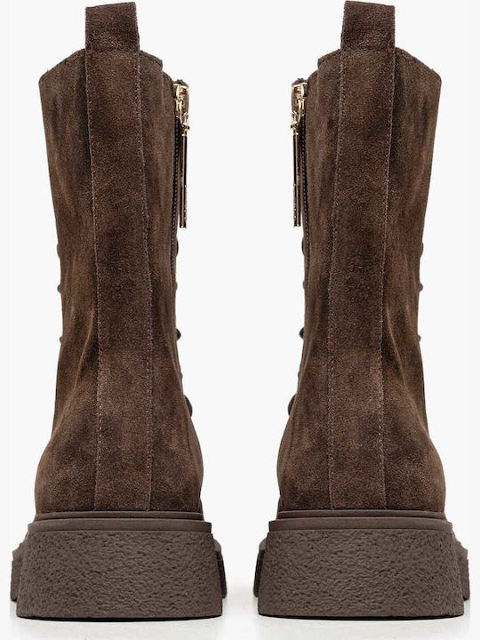 Leather Women's Ankle Boots Brown