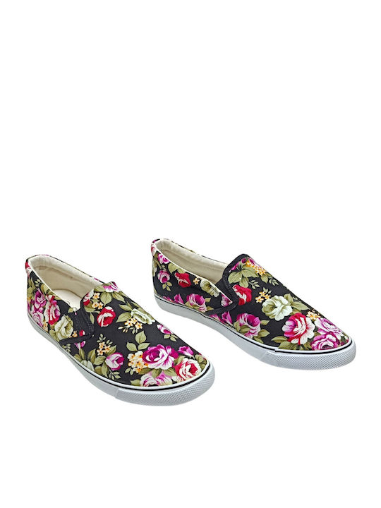 Damen Slip-Ons Stoff Schwarz