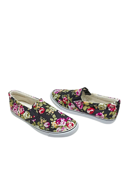 Damen Slip-Ons Stoff Schwarz