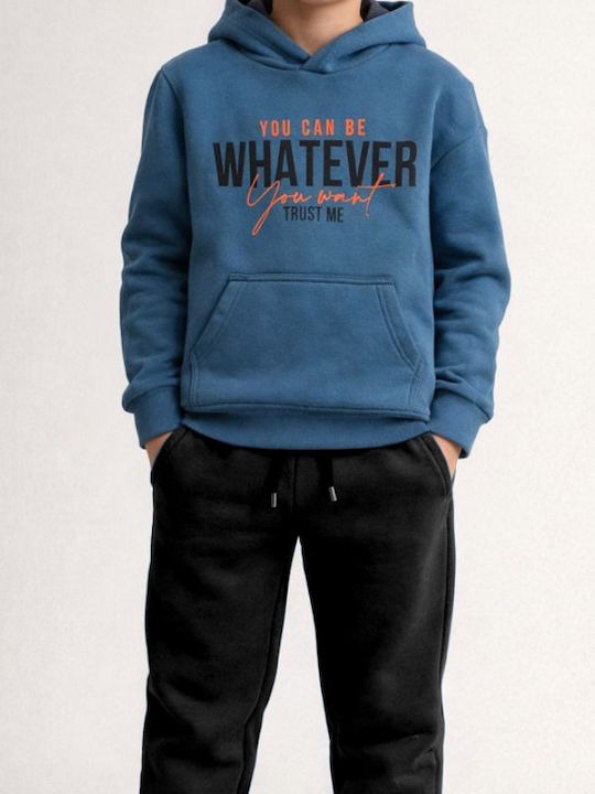 Kids Sweatpants Set With Top Black Petrol