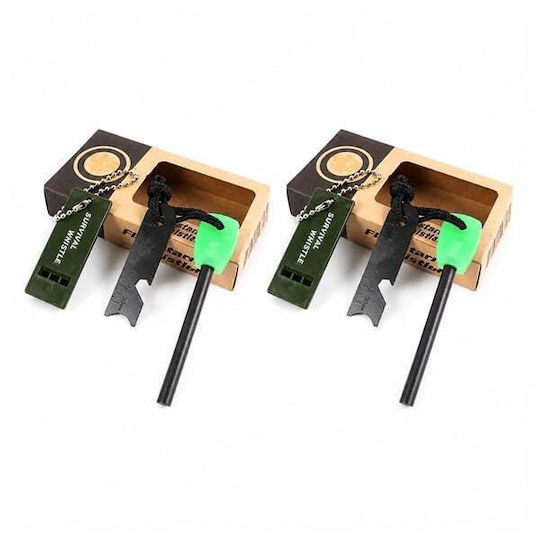 Set Două Kituri de Supraviețuire Camping Depox Fluier din Oțel Inoxidabil 11 Cm