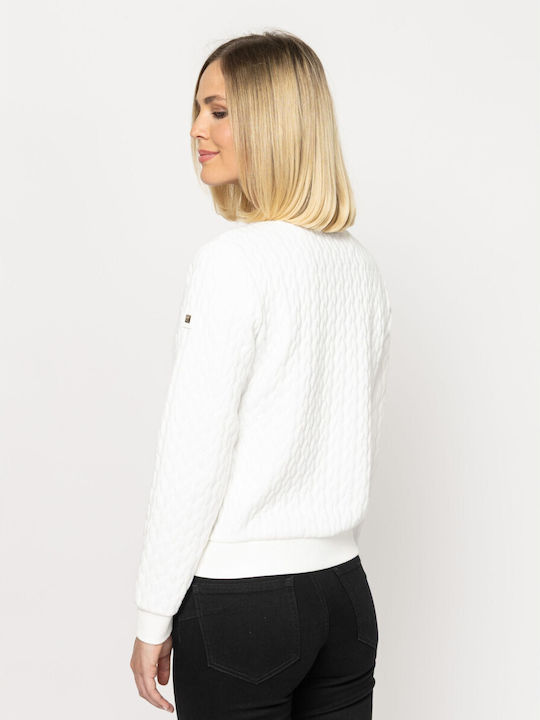 Women's Sweatshirt Cardigan Ecru