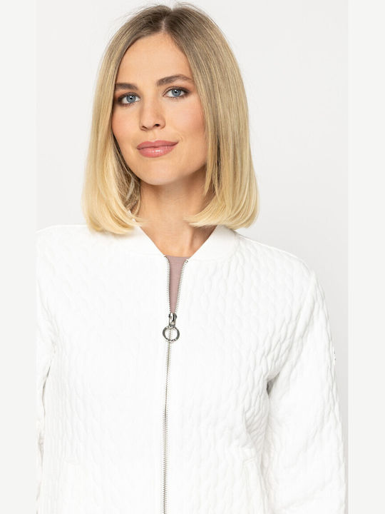 Women's Sweatshirt Cardigan Ecru