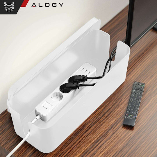 Органайзер за кабели за бюро Контейнер за пода Кутия за кабели Alogy Box L 40cm Широк Бял