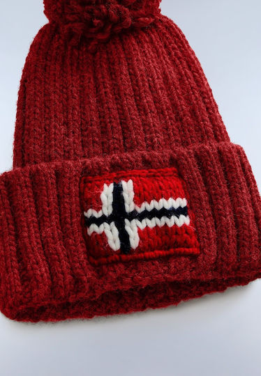 Semiury Pom Pom Beanie Ανδρικός Σκούφος Πλεκτός σε Μπορντό χρώμα