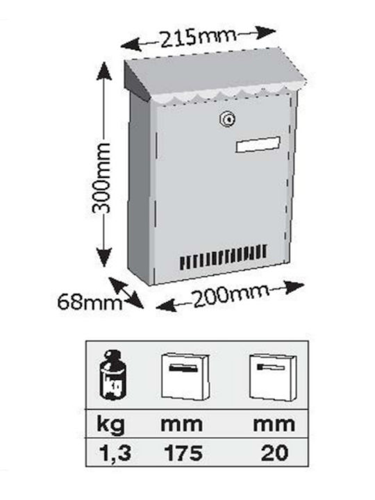 Viometal Briefkasten Für Draußen Metallisch In Schwarz 21.5x6.8x30cm
