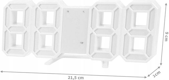 Strado 3D Digital Wall Clock White 9x23.3cm