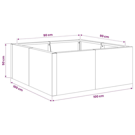 vidaXL Garden Fencing Material Made of Steel 100x100x50cm 4 Pieces Silver