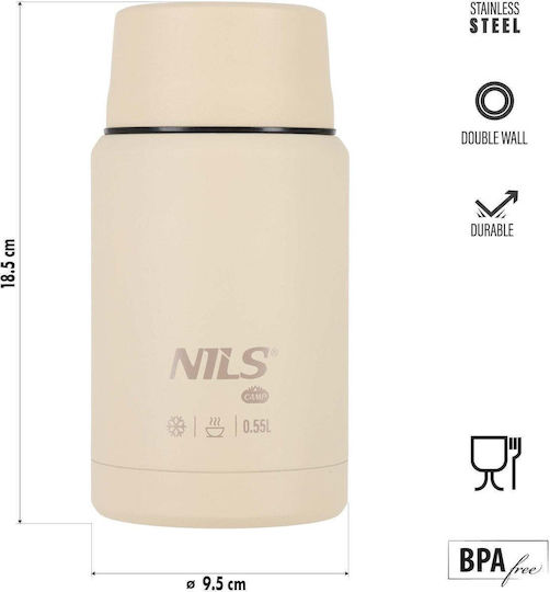 Nils Thermos Bottle Stainless Steel 550ml Beige Lunch Thermos Nils Camp