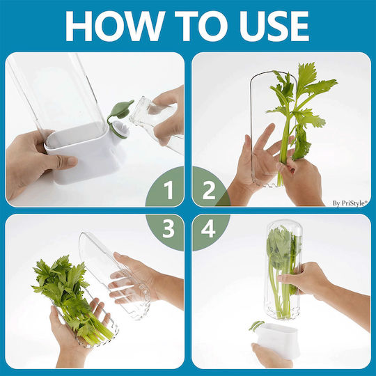 Suport Pentru Menținerea Prospătății Plantelor În Frigider Recipient Cu Capac Transparent Sistem De Hidratare Pentru Menținerea Prospătății Plantelor Design Modern Pentru Bucătărie Reutilizabil Ușor De Utilizat 27x13 Cm Verde Pristyle