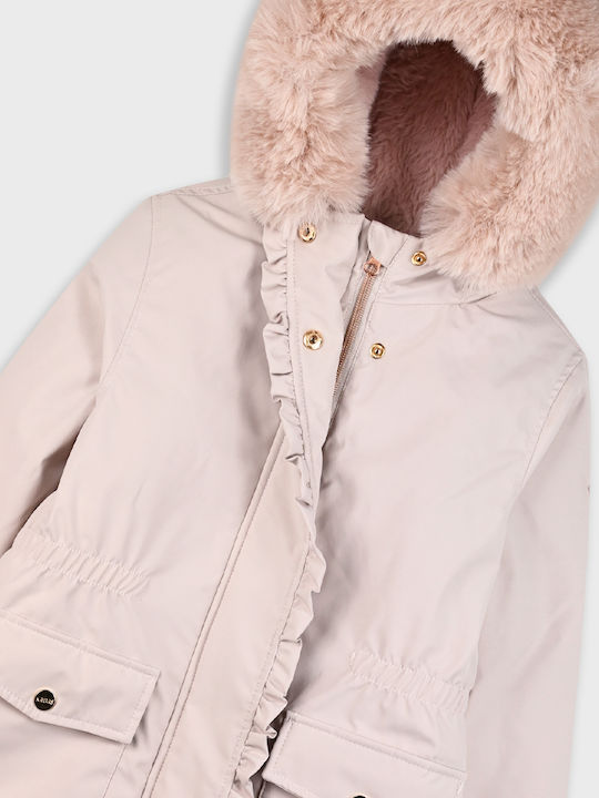 Kids Casual Short Hooded Jacket Dusty Pink