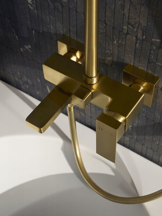 KFA Shower Column with Bathtub Mixer Gold