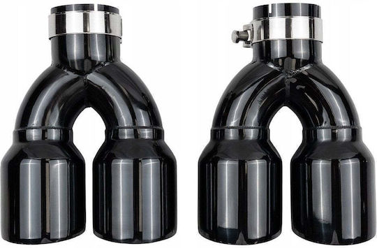 Mtuning Auspuffendstück Typ: 36 89mmx2 Eingang 70mm Schwarz Chrom Set
