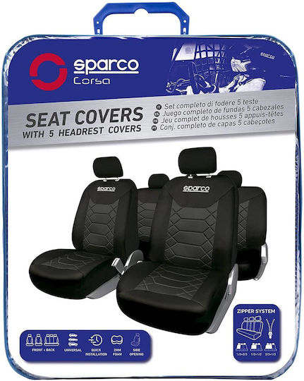 Set huse scaune auto Sparco Sport negru 9 piese