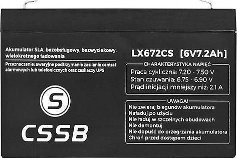 CSSB CSSB UPS-Batterie mit Gewicht 7.2Ah und Spannung 6V