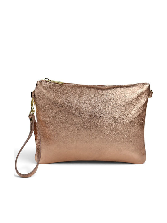 Leather Women's Crossbody Bag Pink Gold