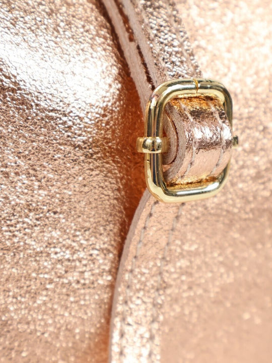 Leather Women's Crossbody Bag Pink Gold