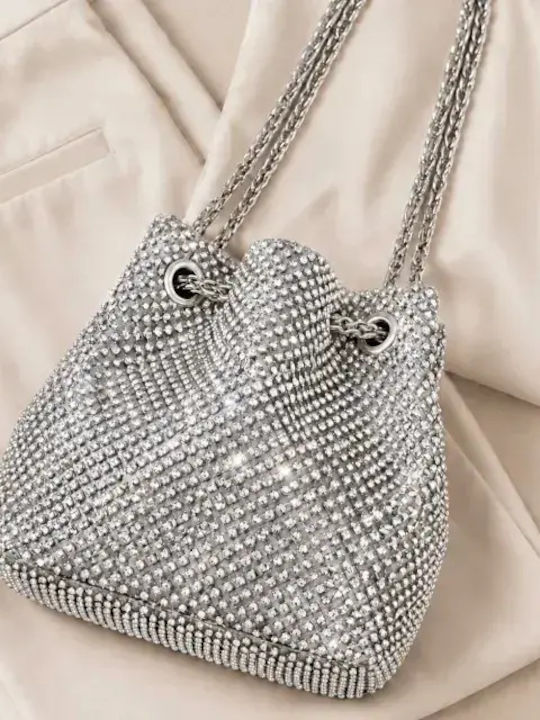 Women's Silver Drawstring Bag