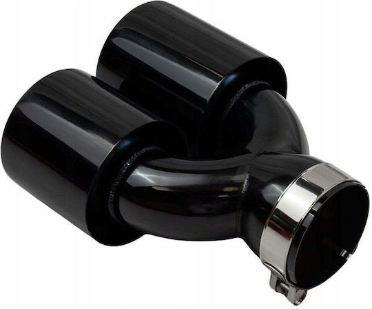 Mtuning Kaminrohre Auslass Typ: 35 89mmx2 Eingang 70mm Schwarz Chrom Set
