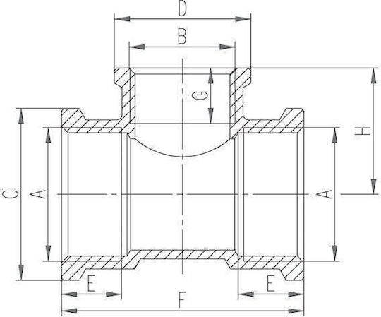 Ferro Pipe Tee Connection Brass 40mm T10Z