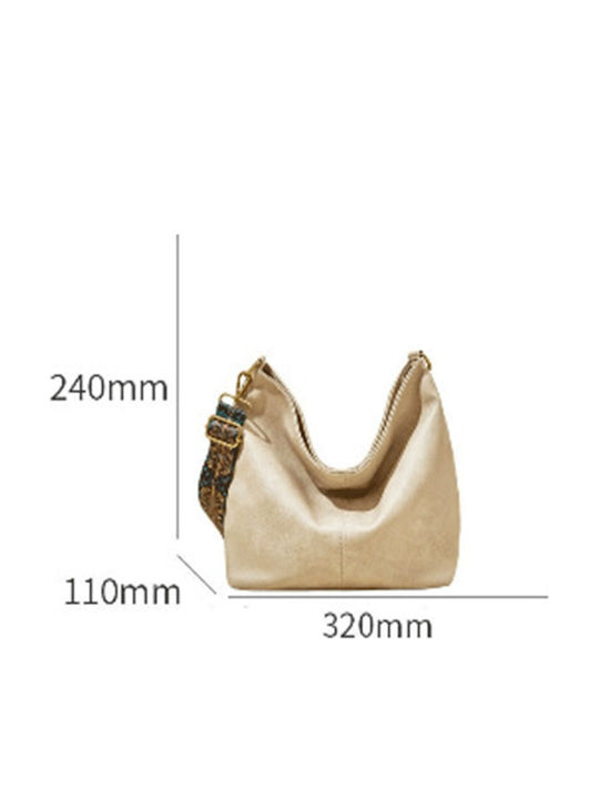 Leder Damen Shopper Tasche Suede Beige