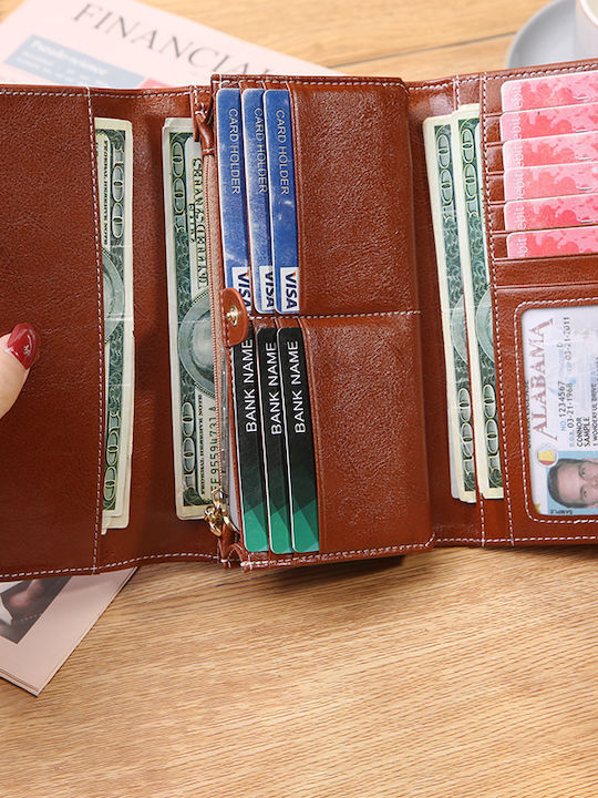 Große Leder Damenbrieftasche mit RFID Rot