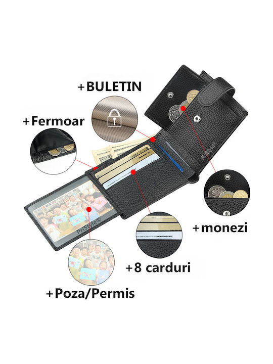 Portofel Bărbătesc din Piele cu RFID Negru