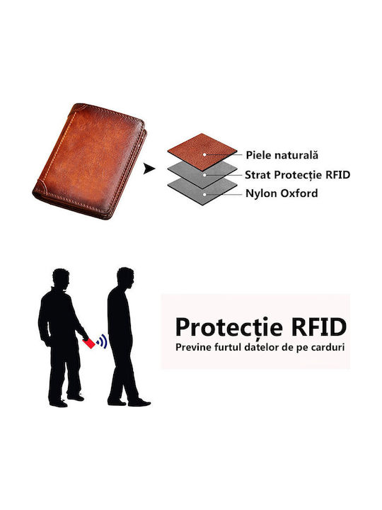 Portofel Bărbătesc din Piele cu RFID Maro