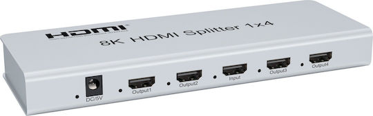 PremiumCord HDMI 2.1 Splitter 1 4 Ports 8K@60Hz 4K@120Hz HDR Black