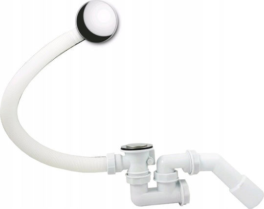 Akces-Med Plastic Siphon with Overflow and 50mm Outlet Silver