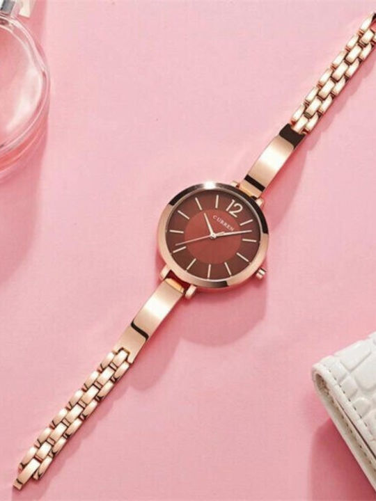 Curren Women's Watch 36mm Battery With Stainless Steel Bracelet Pink Gold/Burgundy