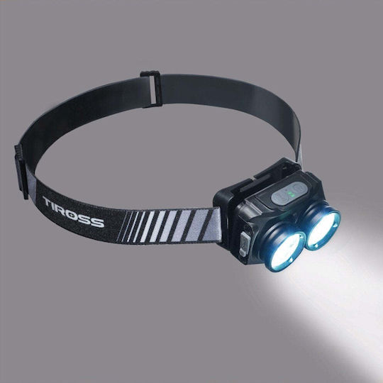 Tiross Wiederaufladbarer LED-Kopflampe IP44 mit Maximaler Helligkeit 600 Lumen