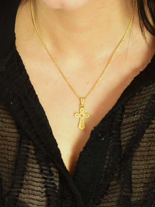 Xrisokosmima Byzantine Cross Gold Plated Silver with Chain