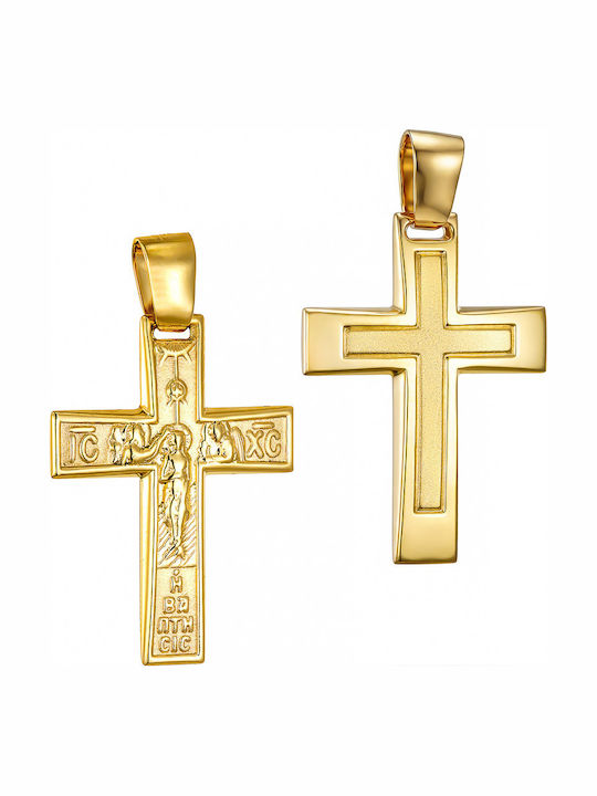 Papoulidis Jewellery Мъжки Златен Кръст 14 Карата Двулицев Без Верижка