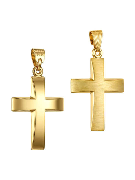 Papoulidis Jewellery Мъжки Златен Кръст 14 Карата Двулицев Без Верижка